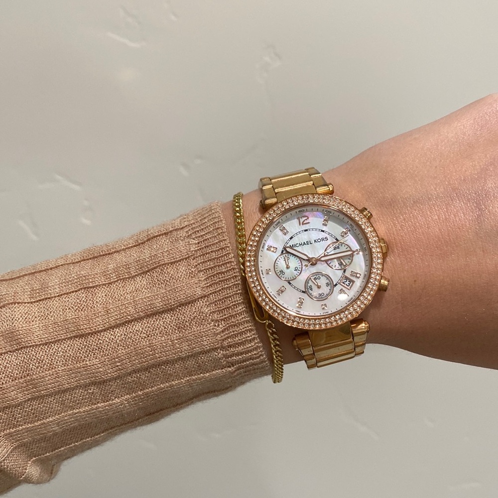 Michael Kors Rose gold watch with pearl face